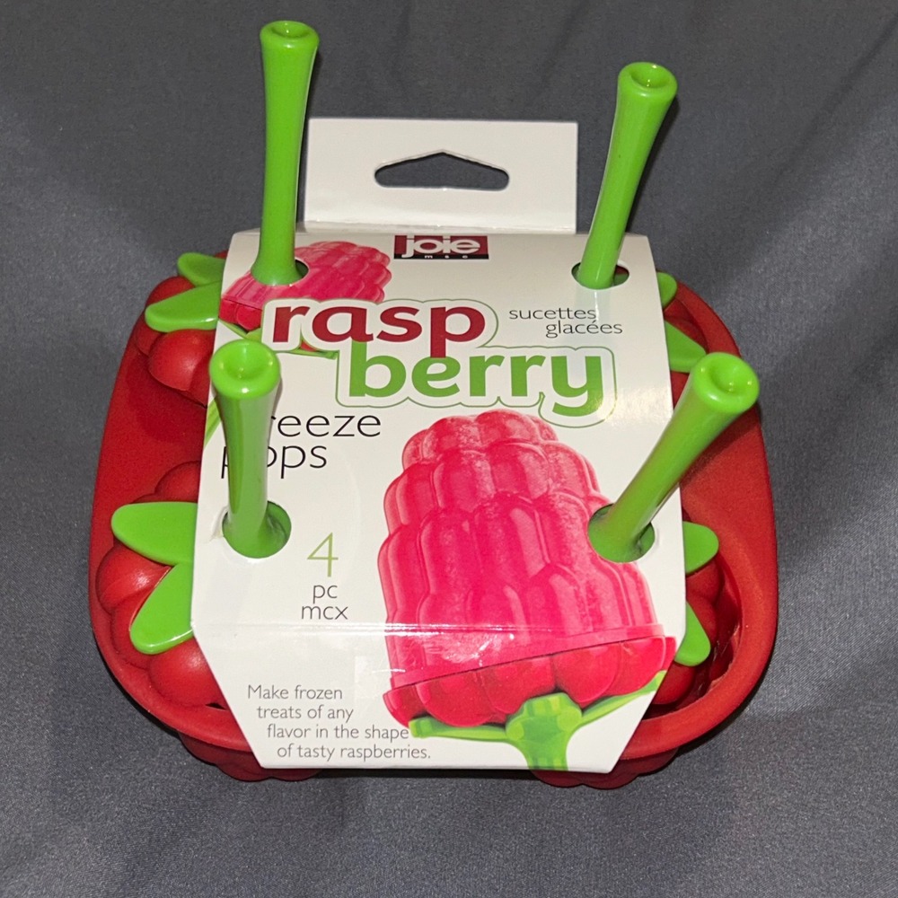 Joie Raspberry Freeze Pops‎ 4 Piece Ice Pop Molds Red Green BPA Free New
